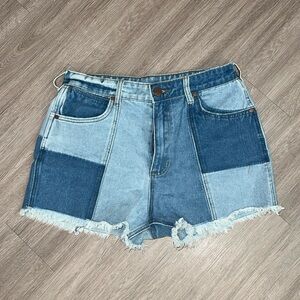 Wrangler X Billabong patchwork blue Jean shorts